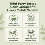 Promotional graphic with the text 'Third-Party Tested. GMP Compliant. Heavy Metals Verified.'