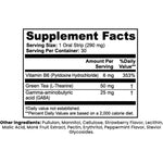 Supplement facts label with vitamins and ingredients on a white background