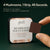 A hand holds a brown mushroom focus strip in front of a square tin labeled Glenari Mushroom Focus Strips. The background is dark green, with marketing text at the top reading '4 Mushrooms.
