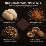 An infographic titled 'Not 1 mushroom. Not 2. All 4.'